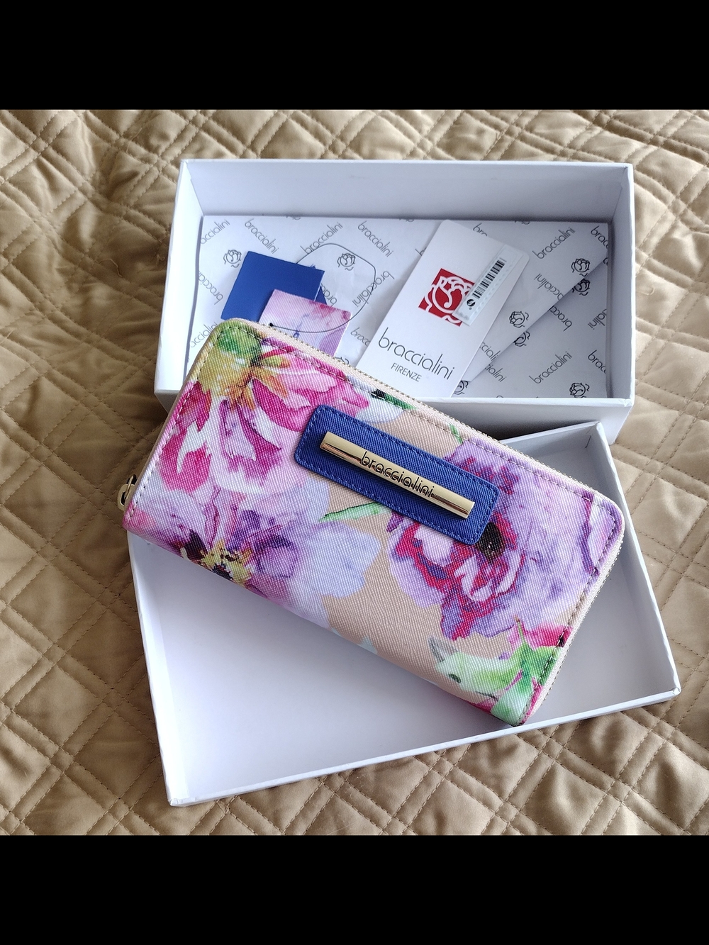 Braccialini Floral Zip Wallet CRISTINA- Pink Blue Purple